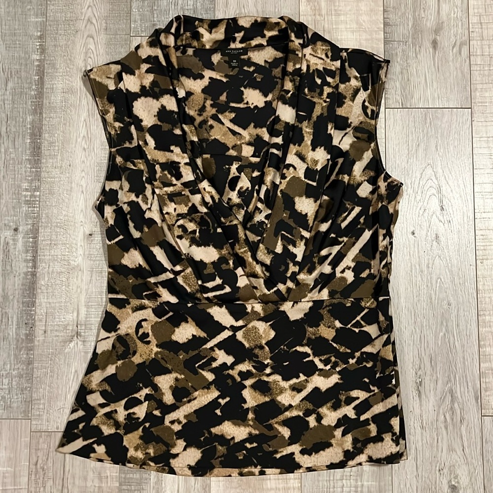 Ann Taylor Animal Print Sleeveless Blouse